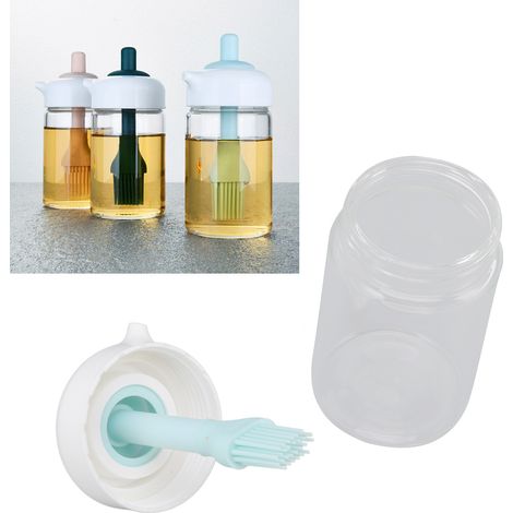 2-in-1-Ölspenderflasche aus Glas mit integrierter Bürste, für die Küche, 230 ml – Blau (1/5)