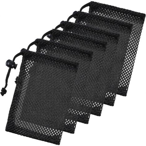 6 kleine Netzbeutel mit Kordelzug, 6 x 4 cm, schwarze Nylonbeutel mit Kordelzug, tragbare Netzgeschenkbeutel für Reiseutensilien
