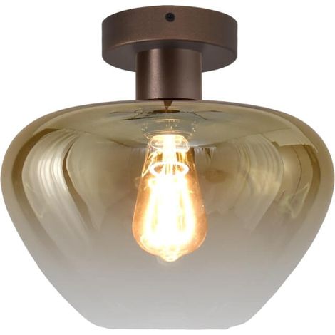 Plafonnier Genua marron avec verre doré Ø 29cm - 5970-15-15-29
