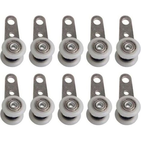 Lot de 10 roulettes pour baies vitrées ou portes coulissantes - en métal et en plastique - 4,5 x 1,9 cm (1/5)