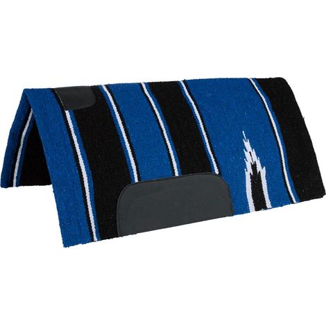 Blu e Nero (RN1LTI) - Tappetino in tessuto navajo con inserti in pelle