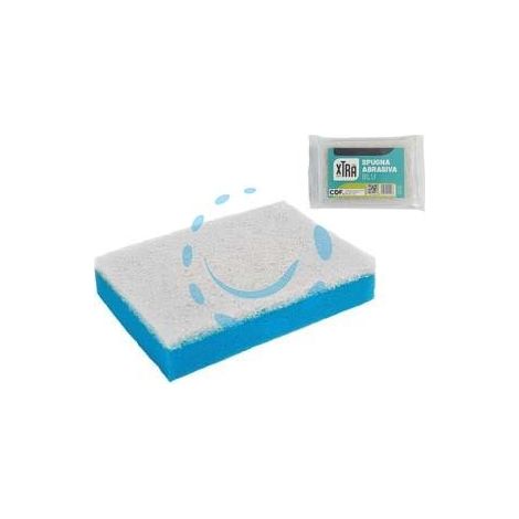 SPUGNA ABRASIVA DOPPIA BLU CON FIBRA BIANCA - cm.11,5x7,5x2,5