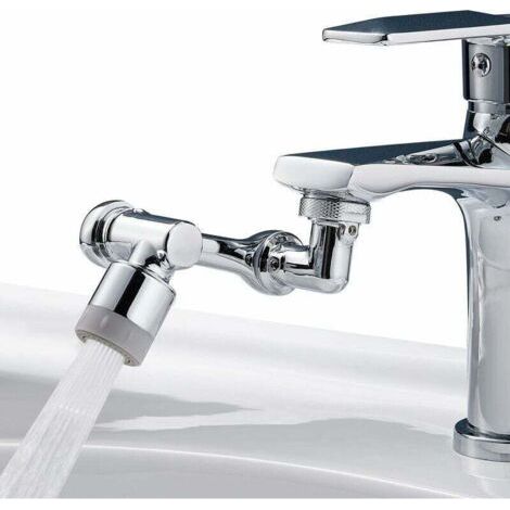 Robinet de rallonge pivotant à 1080°robinet multifonctionnel régulateur de jet robinet pivotant rallonge avec mousseur 2 modes robinet adaptateur avec mousseur universel en laiton (1/4)