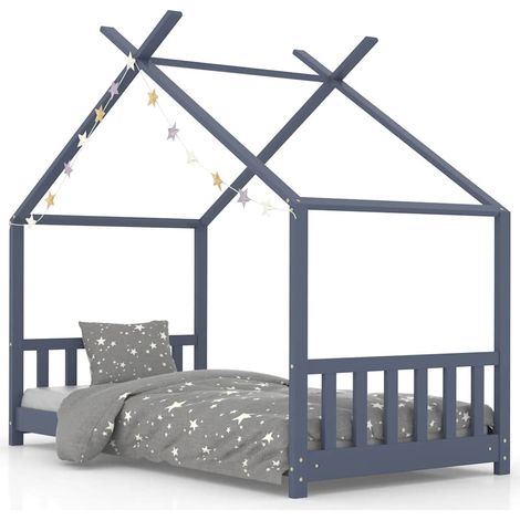 Cadre de lit d'enfant Gris Bois de pin massif 80x160 cm (1/4)
