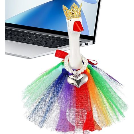 Gans Schreibtisch Statuendekoration mit Halskette und Tutu