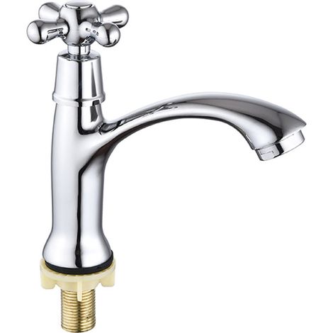Robinet de cuisine en laiton/zinc, chrome, eau froide, bec bas, levier simple