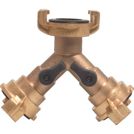 bevo MEGA Y-Stück Schnellkupplung Messing Schlauchgröße 9,5-38 mm Hahnabsperrung - 420535