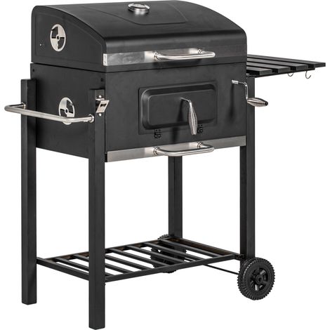 Holzkohlegrill mit Wagen und Deckel aus Edelstahl, schwarz, 113 x 65 x 108 cm MODENUIT (1/3)