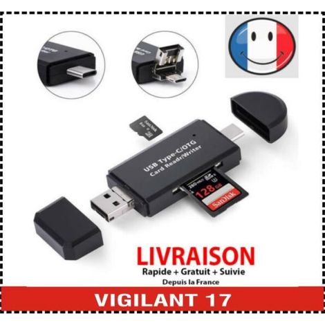 5 en 1 Lecteur de carte mémoire type C / USB / micro USB SD TF OTG adaptateur (1/4)