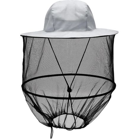 Chapeau Moustiquaire & Apiculteur Léger 1 Pièce Gris Clair - Écran Anti-Insectes Protection Intégrale pour Pêche, Camping, Randonnée & Apiculture (1/5)