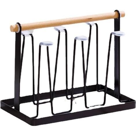 Égouttoir à bouteilles, métal 6 tasses porte-gobelet support de séchage de tasse support de support d'égouttoir en métal support de verre à boire et support d'égouttoir de bouteille(Le noir) (1/5)