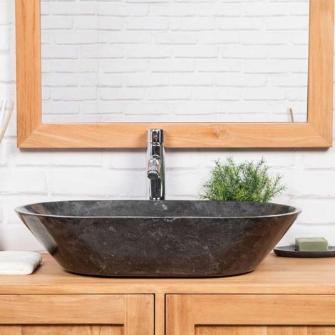Vasque en marbre salle de bain Eve noire 60cm (1/5)