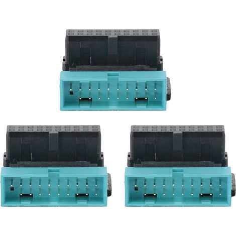 Adaptateur secteur pour carte mère (3 pièces) : connecteur 19 broches vers 90° USB 3.0 (installation DIY), encoche orientée vers l'extérieur. (1/5)