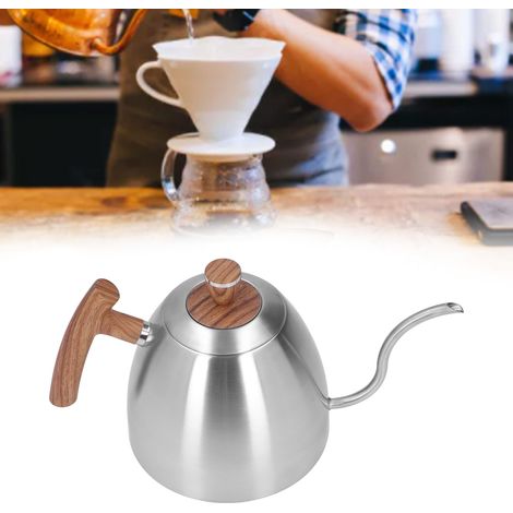 Silberne Filterkaffeemaschine, Edelstahl-Kaffeemaschine, Filter, feiner Wasserdurchfluss, Schwanen-Kaffeemaschine (1/5)