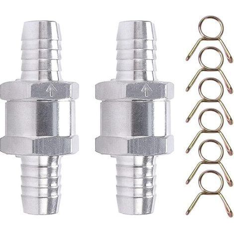 2 Stück Rückschlagventile, 12 mm Aluminium-Kraftstoffrückschlagventile, mit 6 Federklammern, für Benzin- und Diesel-Vergaser-Niederdruck-Kraftstoffsysteme (1/5)