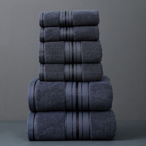 8-teiliges Baumwoll-Set Waschlappen Handtuch Badetuch dunkelgrau (1/5)