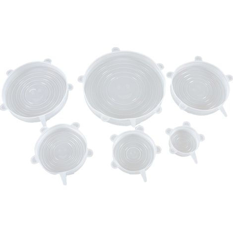 Couvercles en silicone extensibles 6 pièces, résistants à haute température, réutilisables, ronds, pour réfrigérateur, micro-ondes et four. (1/5)