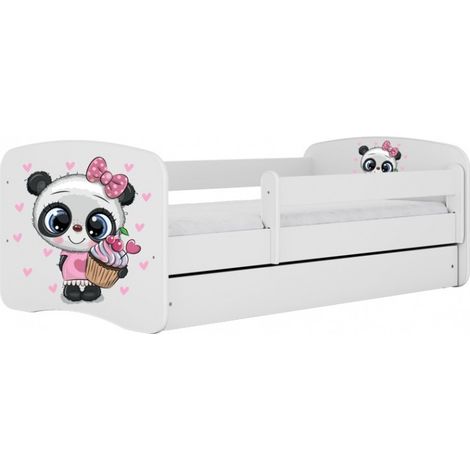 HAPPY - Children's panda bed 140 x 80 cm box spring + mattress + drawers (1/4)