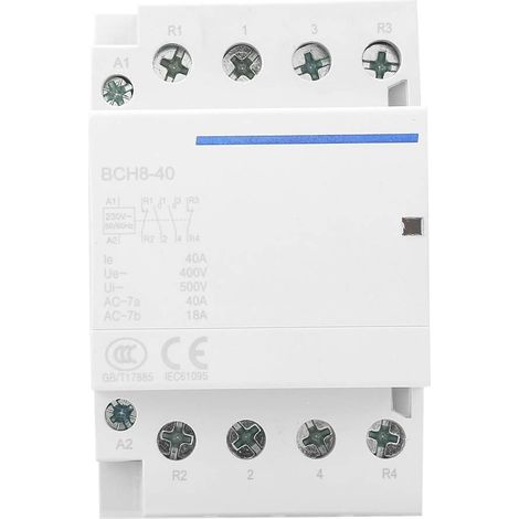 Industrial Domestic AC Contactor 2NO 2NC 40A 4 Pole DIN Rail Mount Electrical AC Contactor for Home Applications(AC230V) (1/5)
