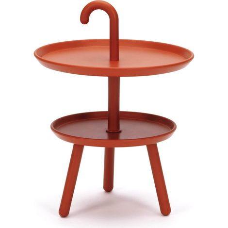 Tavolino da Giardino Ø41x55 cm 2 Ripiani in Polipropilene Arancione