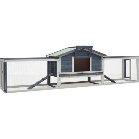 Kaninchenstall Grau 310x70x87 cm Kiefer & Tanne Massivholz vidaXL