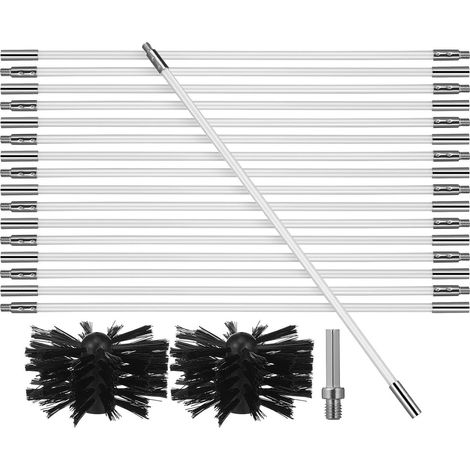 Kit de Nettoyage pour Conduits avec 18 Tiges Ajustables en PP et Nylon, 2 Brosses Multifonctions pour Évier et Drain, pour Ramonage et Entretien (1/5)