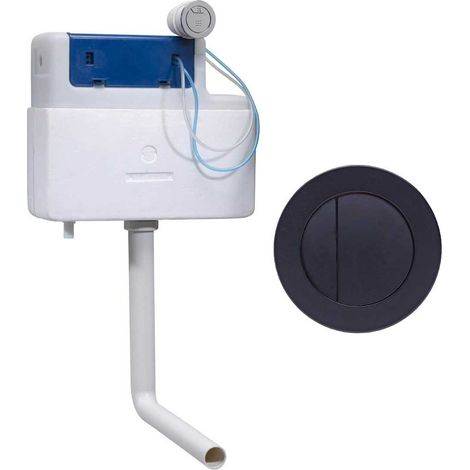 Roper Rhodes Torrent Concealed Dual Flush WC Toilet Cistern + Round Black Plate (1/4)