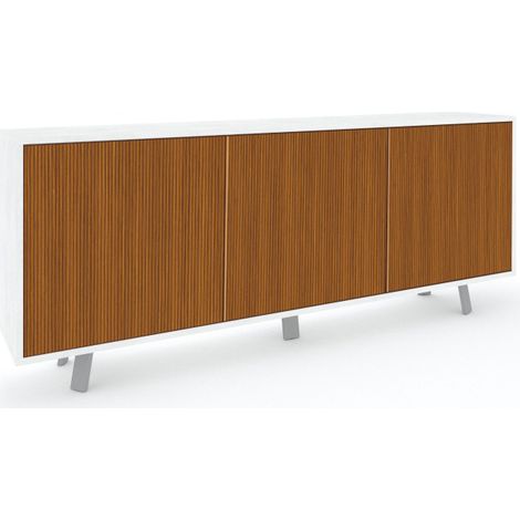 Mueble 3 Puertas 177L x 41P x h74 – Acabado Blanco Opaco y Roble Rústico – Sarmog