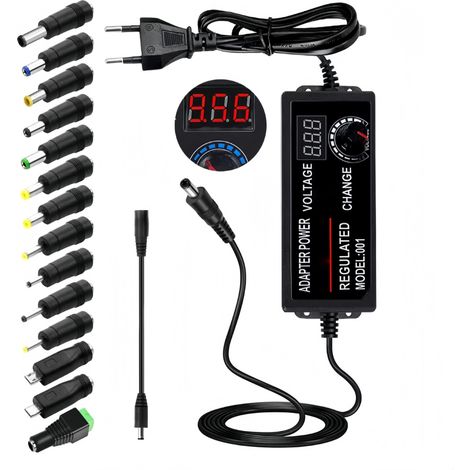 Alimentation universelle réglable 3-24V, 3A, affichage de tension numérique LED & 14 connecteurs, câble de convertisseur de polarité, AC DC, utilisé pour la plupart des appareils électroniques domesti (1/5)