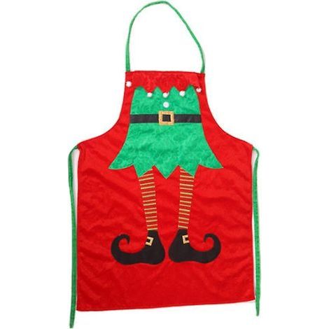 1 grembiule da elfo di Natale (rosso), grembiule da cucina regolabile con tasche, per bambini, donne e uomini, Babbo Natale appende il suo grembiule, articoli (1/5)