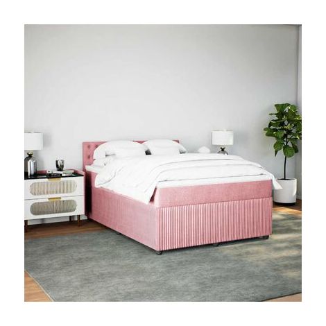 Sommier Snowco (avec matelas), motif roses, 140 × 200 cm, en velours, velours doux et confortable, meuble de chambre, design contemporain, montage facile (1/5)
