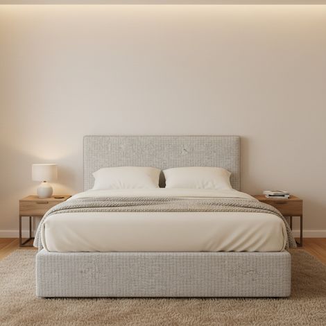 Cama de Plaza y Media Redditch, Desenfundable, Fabricado en Italia, Gris Claro (1/4)