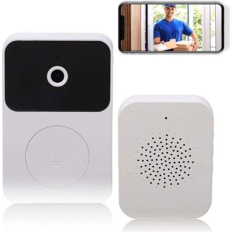 Sonnette sans Fil avec Camera, Sonnette sans Fil Exterieur, Support des appels vidéo, Talk - Talk Variable, Capture d'image, Vision Nocturne(Blanc) (1/4)