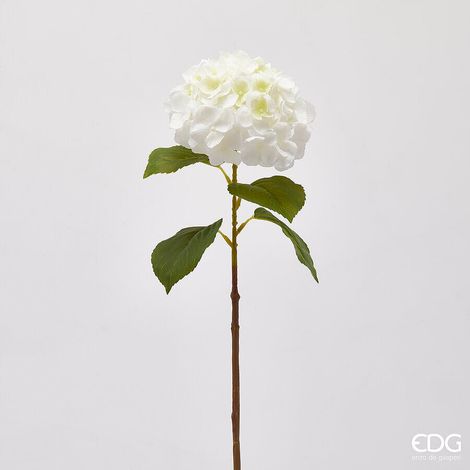 EDG Enzo De Gasperi Ortensia Ramo con Foglie H 70 Cm D 18 Cm Pianta Artificiale Colore Bianco