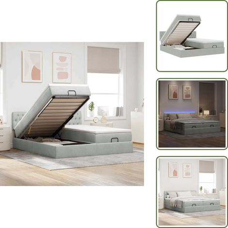 Letto con vano portaoggetti - vidaXL Struttura Letto Pouf con Materassi 160x200 cm in Velluto - Coprimaterasso sfoderabile