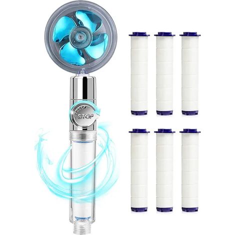 Douchette Douche Salle de Bain, Pommeau de Douche Anti Calcaire Economie Deau, 360° Haute Pression Pivotant, 6 Coton PP Remplaçable (1/5)