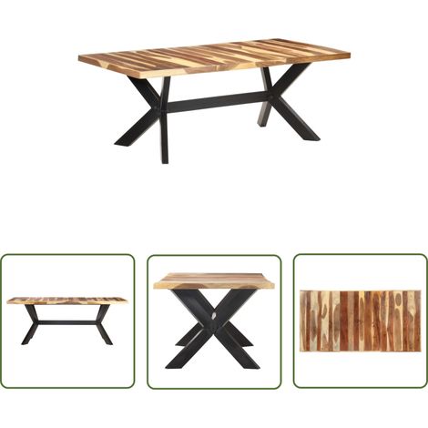 The Living Store Table de salle à manger 200x100x75 cm Bois avec finition miel - Table À Manger Industrielle - Table À Manger Acacia - Table À Manger Design - Table À Manger Rustique - Table À Manger (1/5)