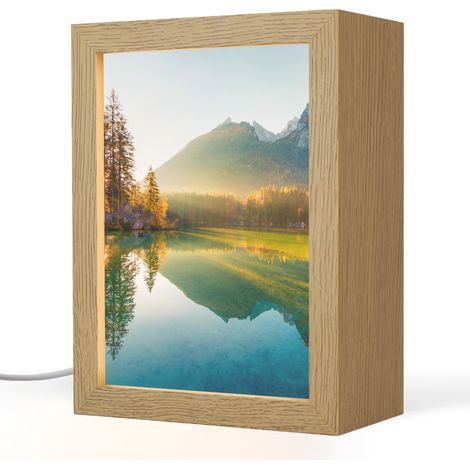 LÁMPARA DE MESA Lago - Bosque - Montañas - Naturaleza - Sol - Paisaje 15x20 cm
