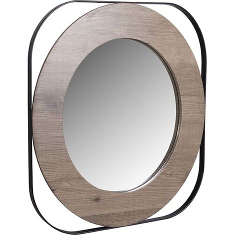 Miroir rond 61x2 cm en bois et métal - NERO