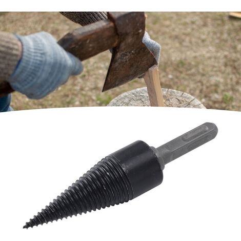Foret à Bois pour Scie à Bûches Outil de Fendage Cône de Fendage pour Perceuse Électrique Percussion Diamètre 32mm avec Trois Tiges de Connexion - KZQ (1/5)