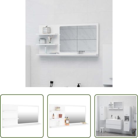 vidaXL Spiegel für Badezimmer - Badspiegel Weiß 90x10,5x45 cm Holzwerkstoff (1/5)