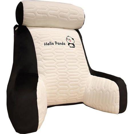 Coussin de lecture ergonomique - 65x60 cm - Noir - Accoudoir - Support lombaire - Cou amovible - Facile à nettoyer (1/5)