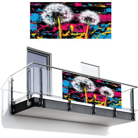Balcony Privacy Banner Street Art - Colorful - Wall 200x90 cm (1/4)