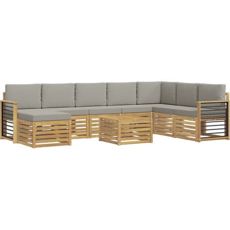 Set di divani da esterno 9 pz 8-Posti Bianco e Grigio Chiaro vidaXL (1/5)
