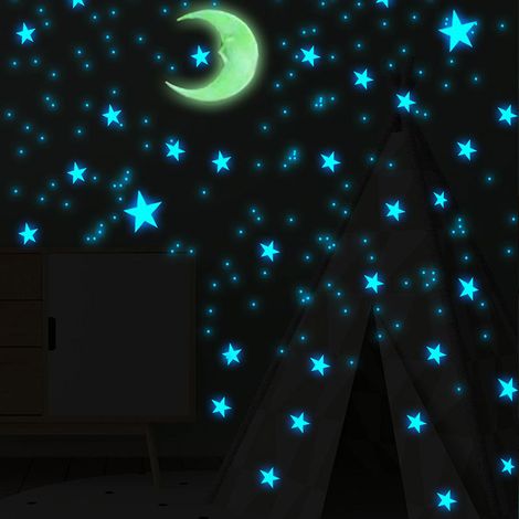 CCYKXA 103 Stück im Dunkeln leuchtende Sterne, Decken-Wandaufkleber, selbstklebende leuchtende Deckenaufkleber, fluoreszierende Sterne, Wandaufkleber für Kinderzimmer, Decke, Schlafzimmer, Dekoration