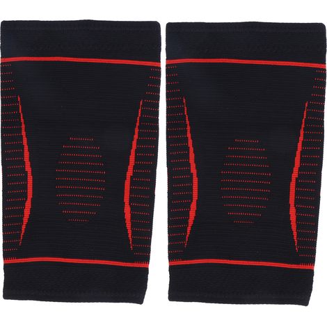 2-teilige, atmungsaktive und beheizbare Knieschoner aus Nylonstrick für Unisex, geeignet für Laufen und andere Sportarten – Rot (1/5)