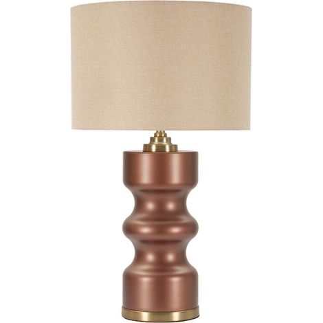 Lampada da tavolo Rosenthal -A- in vetro marrone con paralume beige Ø 40,5 cm