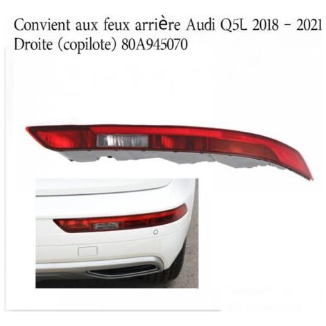 Pour A-udi Q5 2018 2019 2020 2021 80A945070 Réflecteurs De Pare-chocs Arrière Lumière Feu Arrière Inférieur Remplacement Droit Feu Arrière (Color : côté droit) (1/4)