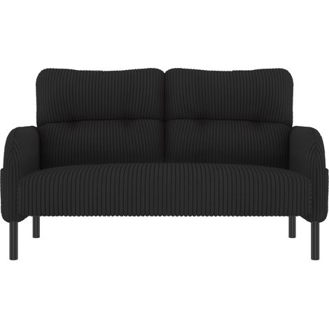 Canapé 2 places en corduroy avec dossier haut, poches latérales intégrées et pieds métalliques, idéal pour salon ou bureau (1/5)