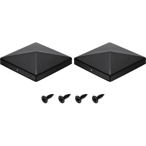 2Pcs Capuchons Pour Poteaux De Clôture, 140mm/5.51 Pouces Capuchon Carré, Couverture Pyramidale En Fer Étanche Avec Vis Pour Clôture Métal Bois Terrasse Boîte Aux Lettres. (1/5)